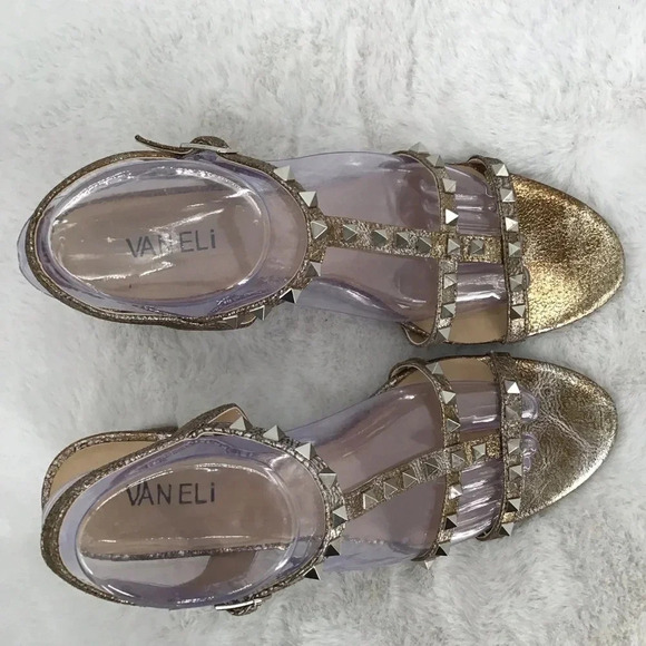 Vaneli Midge Sandal In Platino Metallic Block Heel Studded NWOT Size 9.5 N - Picture 9 of 11